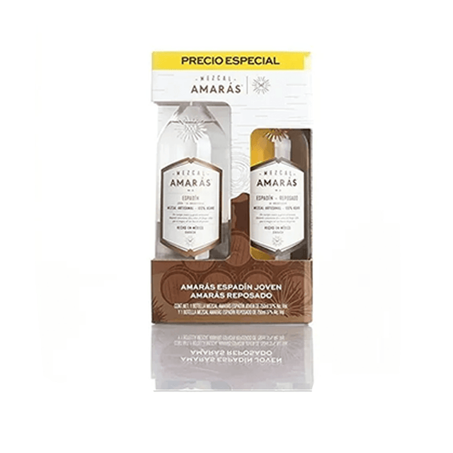 MEZCAL AMARAS JOVEN ESPADIN 750ML + MEZCAL AMARAS REPOSADO ESPADIN 750ML - Vinosylicores.com