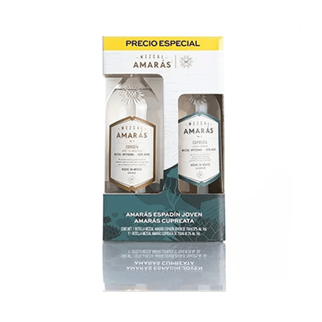 MEZCAL AMARAS JOVEN ESPADIN 750ML + MEZCAL AMARAS JOVEN CUPREATA 750ML - Vinosylicores.com
