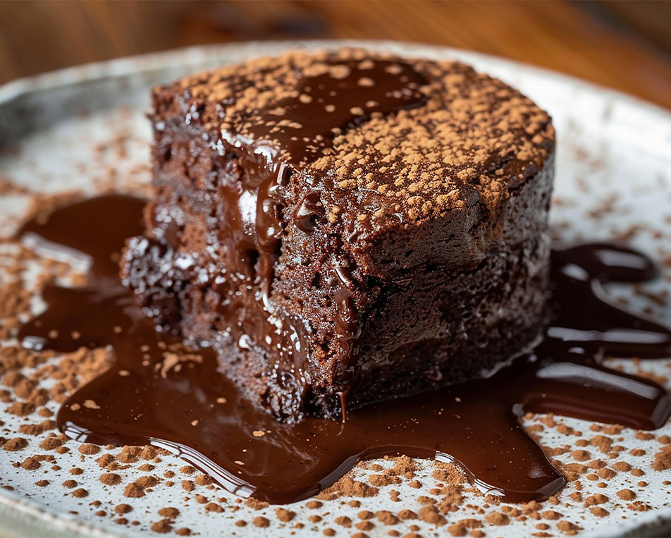 Brownie de chocolate con corazón de Kahlúa