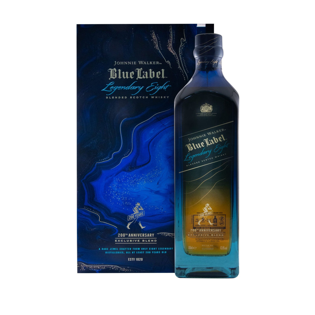 WHISKY JOHNNIE WALKER ETIQUETA AZUL 200 YEARS LEG 750 ML