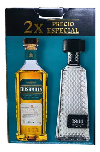 Pack Whisky Bushmills Malt 10 Años 750ml + Tequila Cuervo 1800 Cristalino 700ml