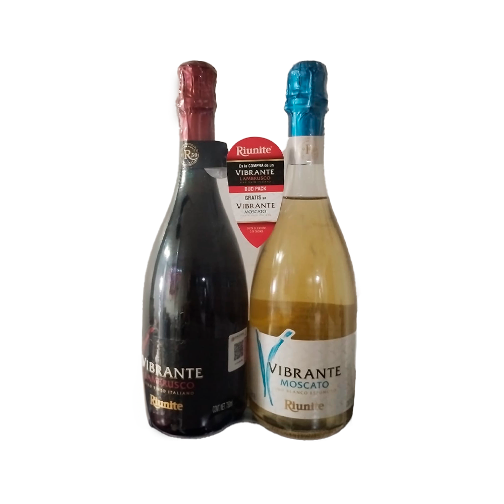 VINO TINTO RIUNITE VIBRANTE LAMBRUSCO 750ML C/VINO BLANCO RIUNITE VIBRANTE MOSCATO 750ML