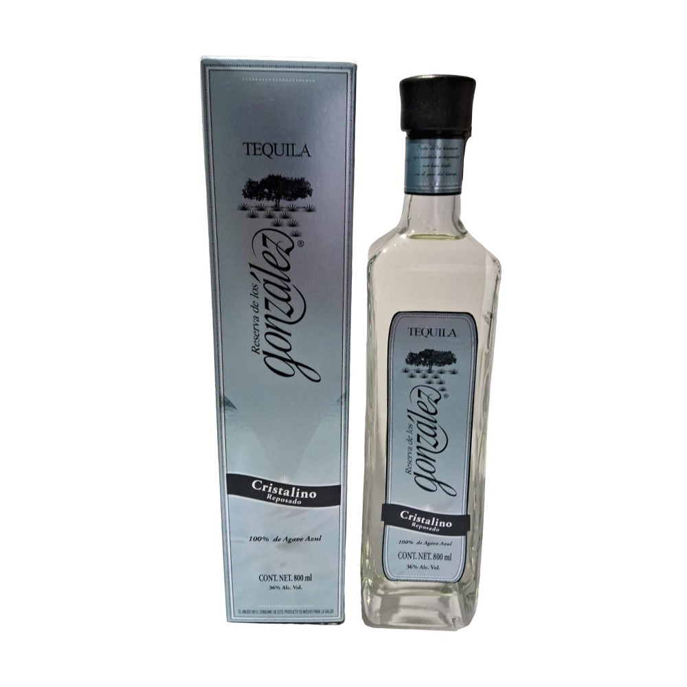 TEQUILA CRISTALINO REPOSADO 100% RESERVA DE LOS GONZALEZ 800ML