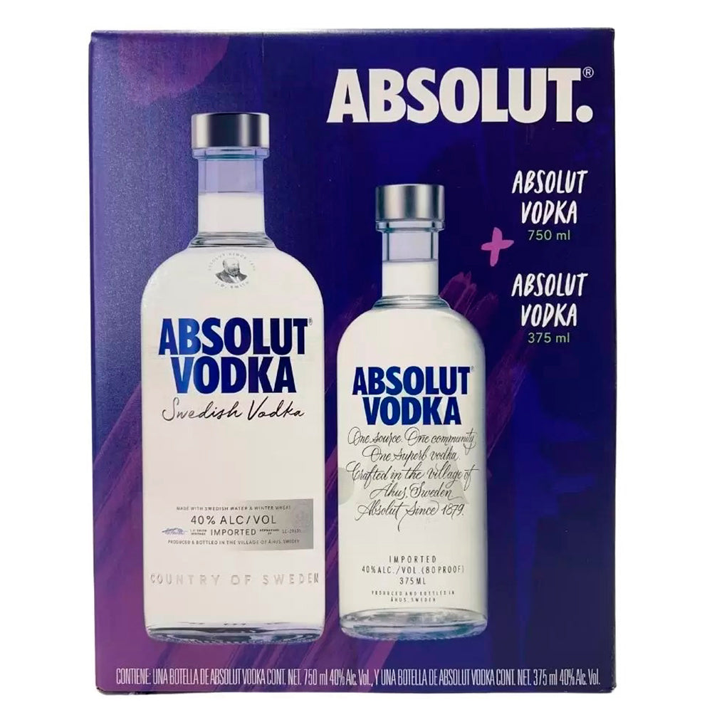 VODKA ABSOLUT BLUE 750ML + VODKA ABSOLUT BLUE 375ML