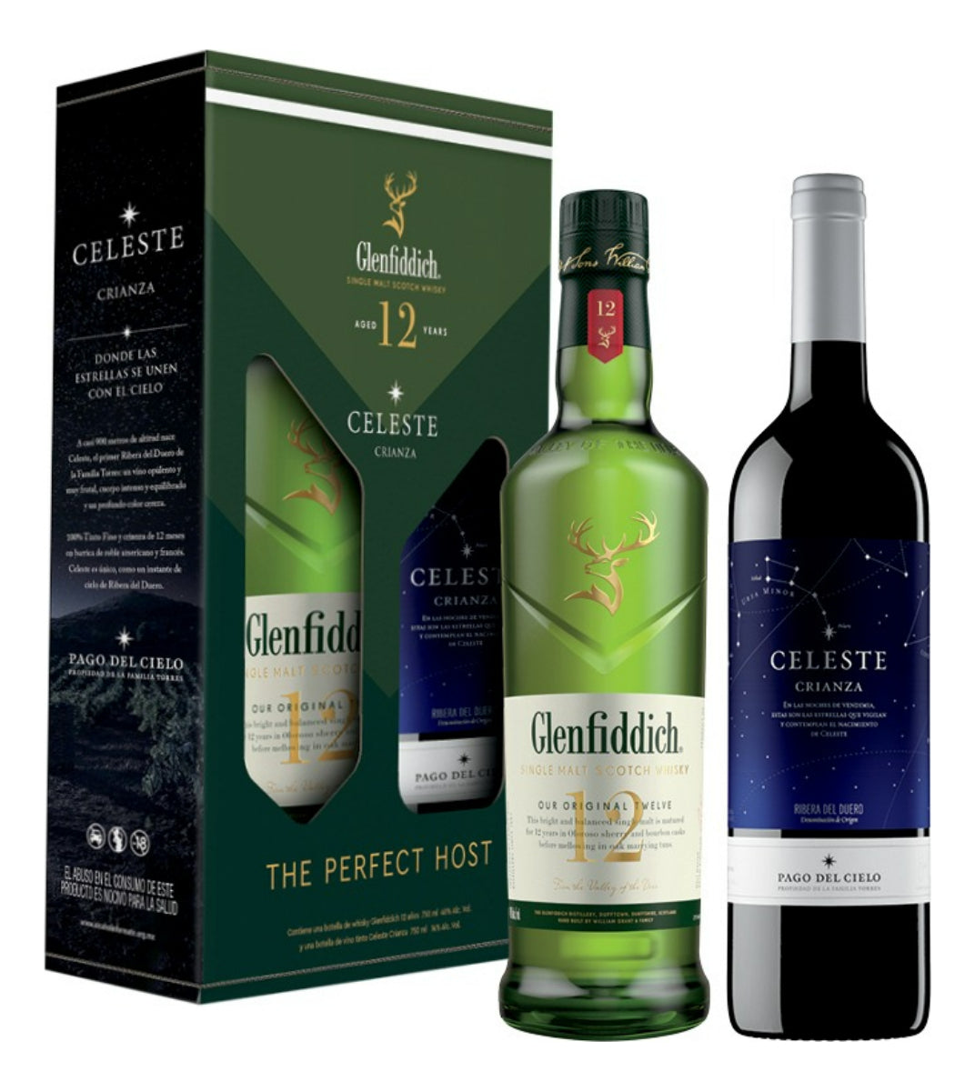 WHISKY GLENFIDDICH 750ML +VINO TINTO CELESTE 750ML