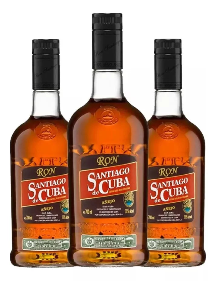 Pack De 3 Ron Santiago De Cuba Añejo 7 Años 700ml