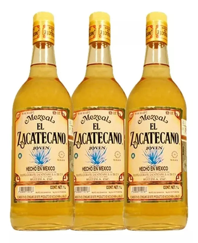 Pack De 3 Piezas De Mezcal El Zacatecano Joven 1000Ml