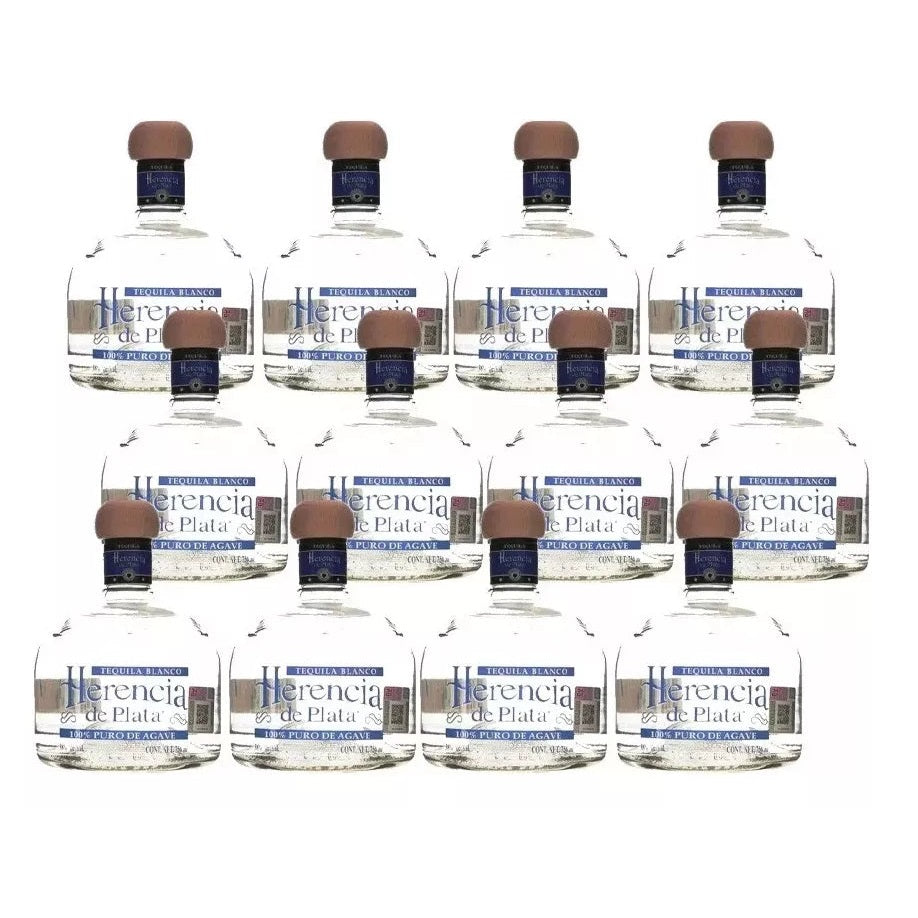 Pack De 12 Piezas De Mini Tequila Herencia De Plata Blanco 50ml