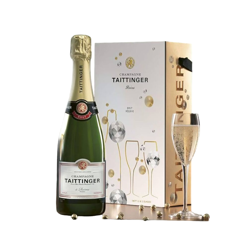 CHAMPAGNE BRUT TAITTINGER 750ML C/COPAS