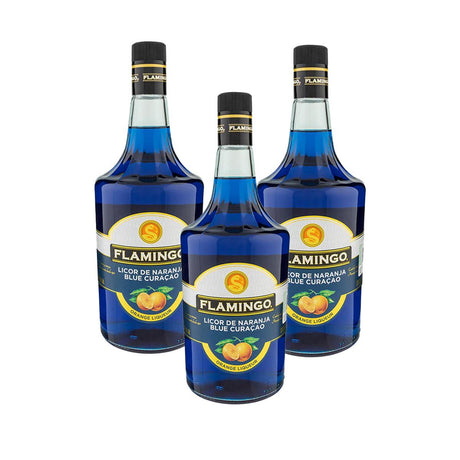 PACK DE 3 LICOR DE CURACAO AZUL FLAMINGO 1L - Vinosylicores.com