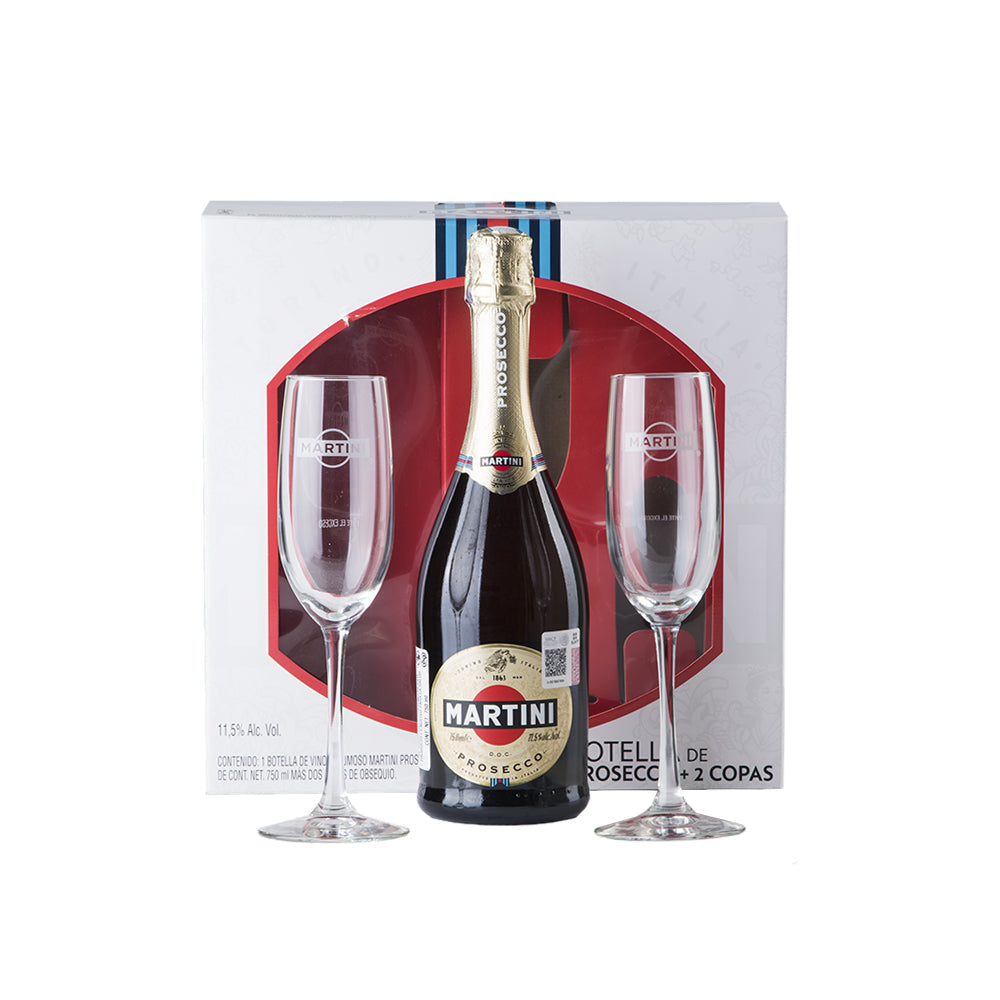 VINO ESPUMOSO PROSSECCO MARTINI 750ML + 2 COPAS