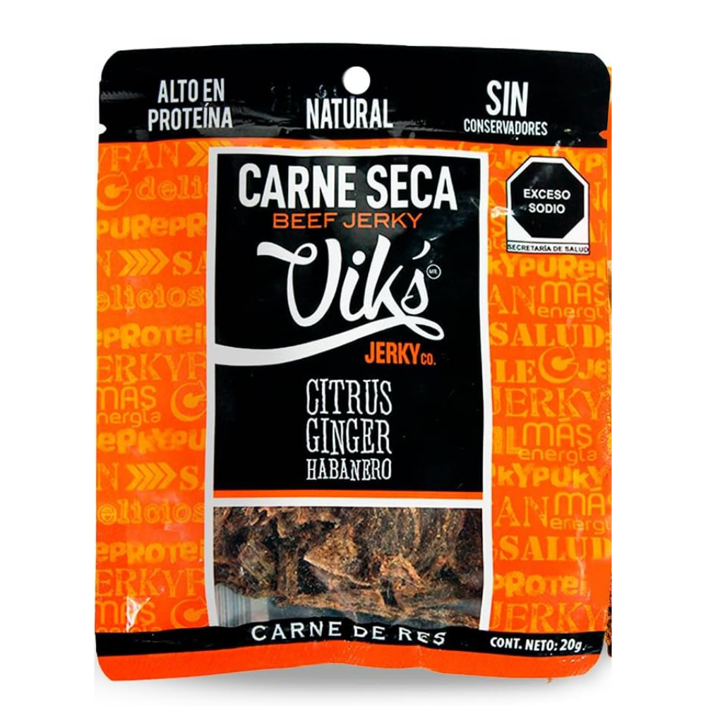 Carne Seca Viks Jerky Citrus Ginger Habanero 20gr