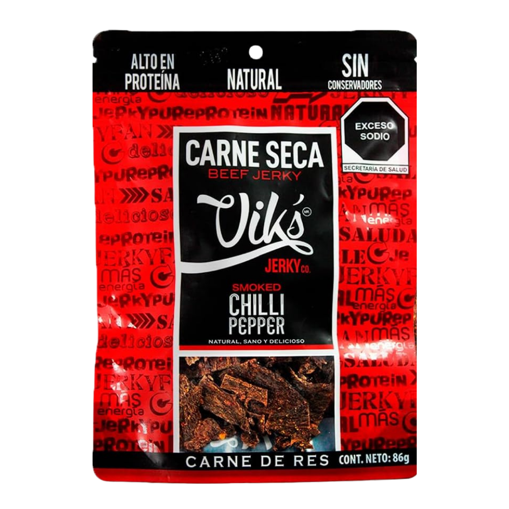 VIKS JERKY SMOKED CHILLI PEPPER DRIED MEAT 86 GR