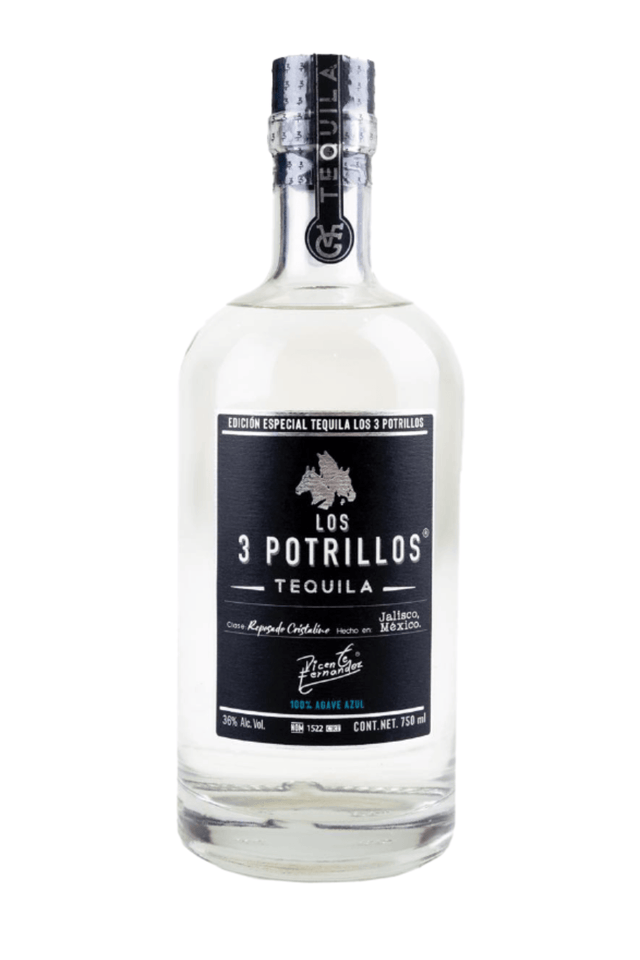 TEQUILA LOS 3 POTRILLOS REPOSADO CRISTALINO 750 ML - Vinosylicores.com