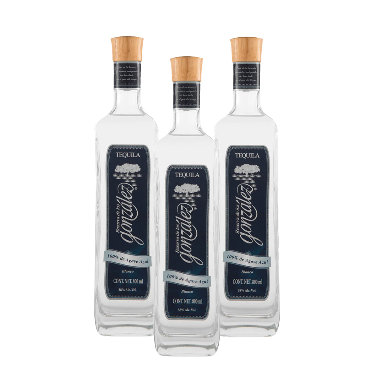 PACK DE 3 TEQUILA BCO.100% RESERVA DE LOS GONZALEZ 800ML