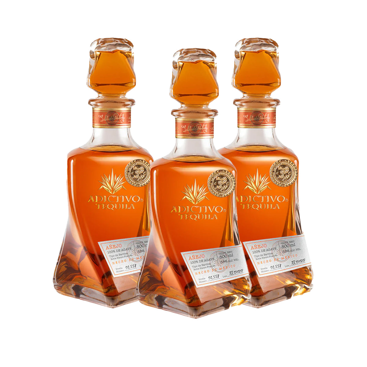 PACK DE 3 TEQUILA AñEJO 100% ADICTIVO 750ML