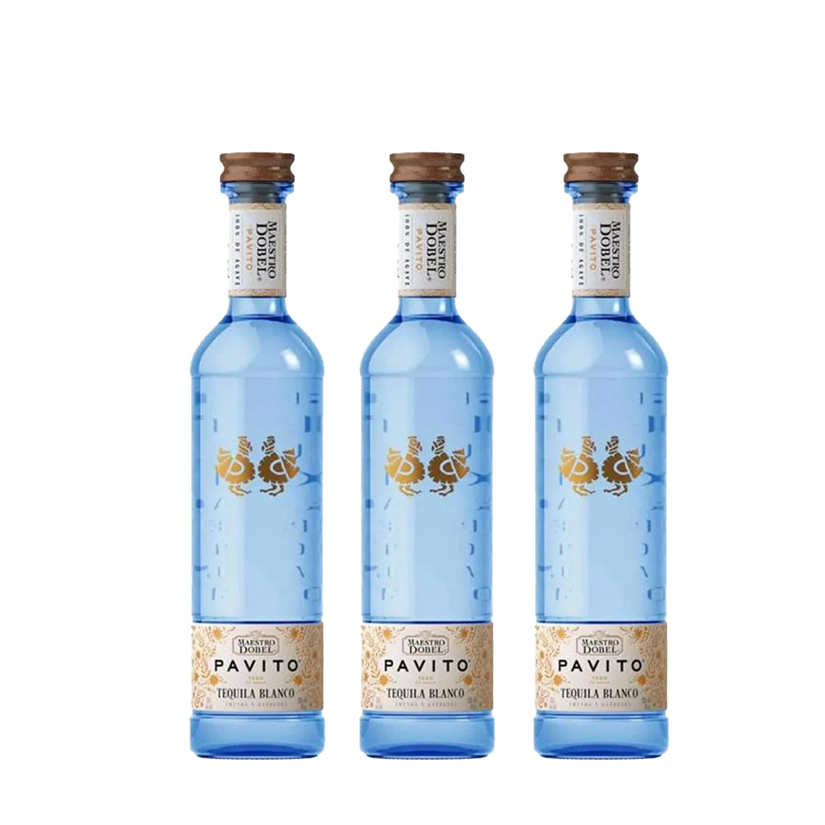 PACK DE 3 TEQUILA BLANCO 100% MAESTRO DOBEL PAVITO 750ML