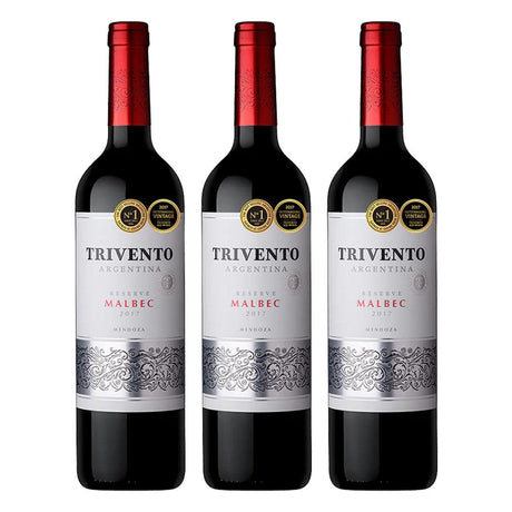 PACK DE 3 VINO TINTO TRIVENTO RESERVA MALBEC 750ML - Vinosylicores.com