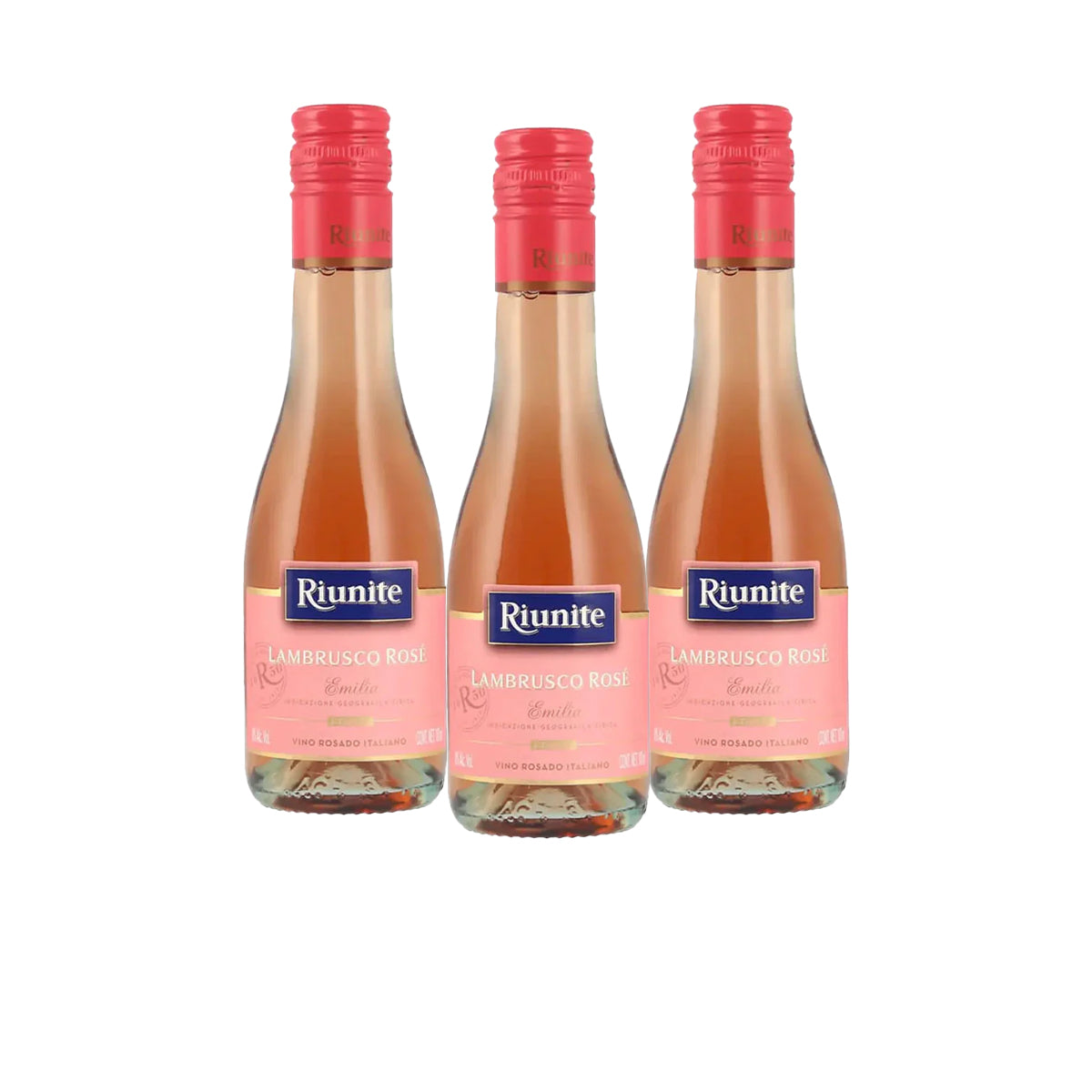 PACK DE 3 DE VINO ROSADO RIUNITE LAMBRUSCO ROSE 187ML