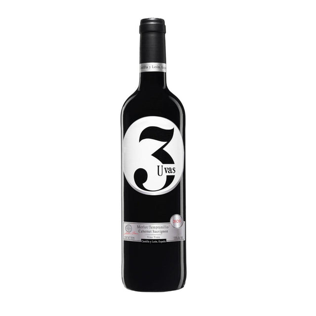 VINO TINTO ESPAÑOL 3 UVAS 750 ML - Vinosylicores.com