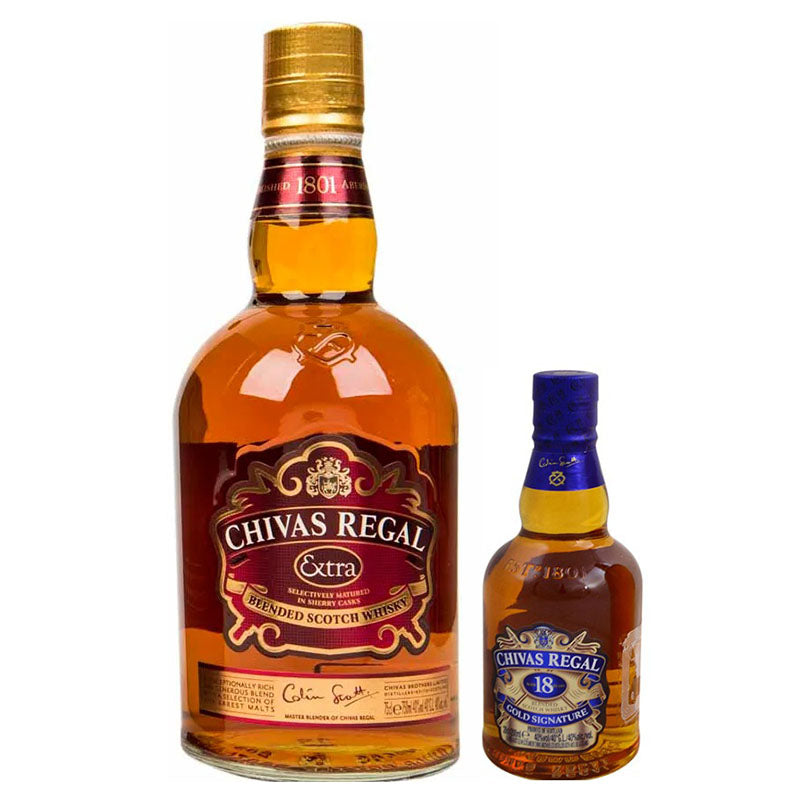 Pack Whisky Chivas Regal Extra 13 Años 750ml + Chivas Regal 18 Años 200ml