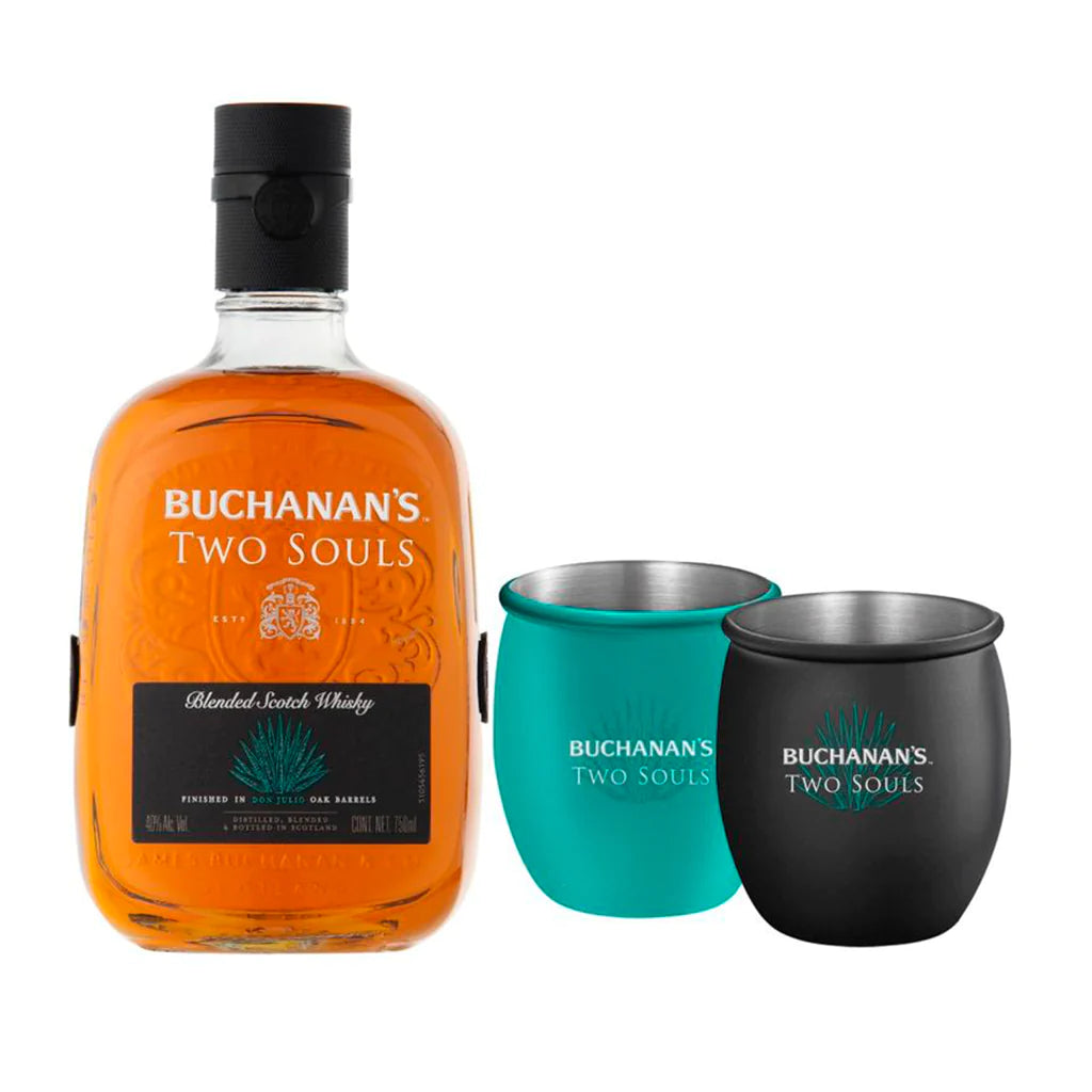 WHISKY 12 BUCHANANS TWO SOULS 750ML C/VASOS