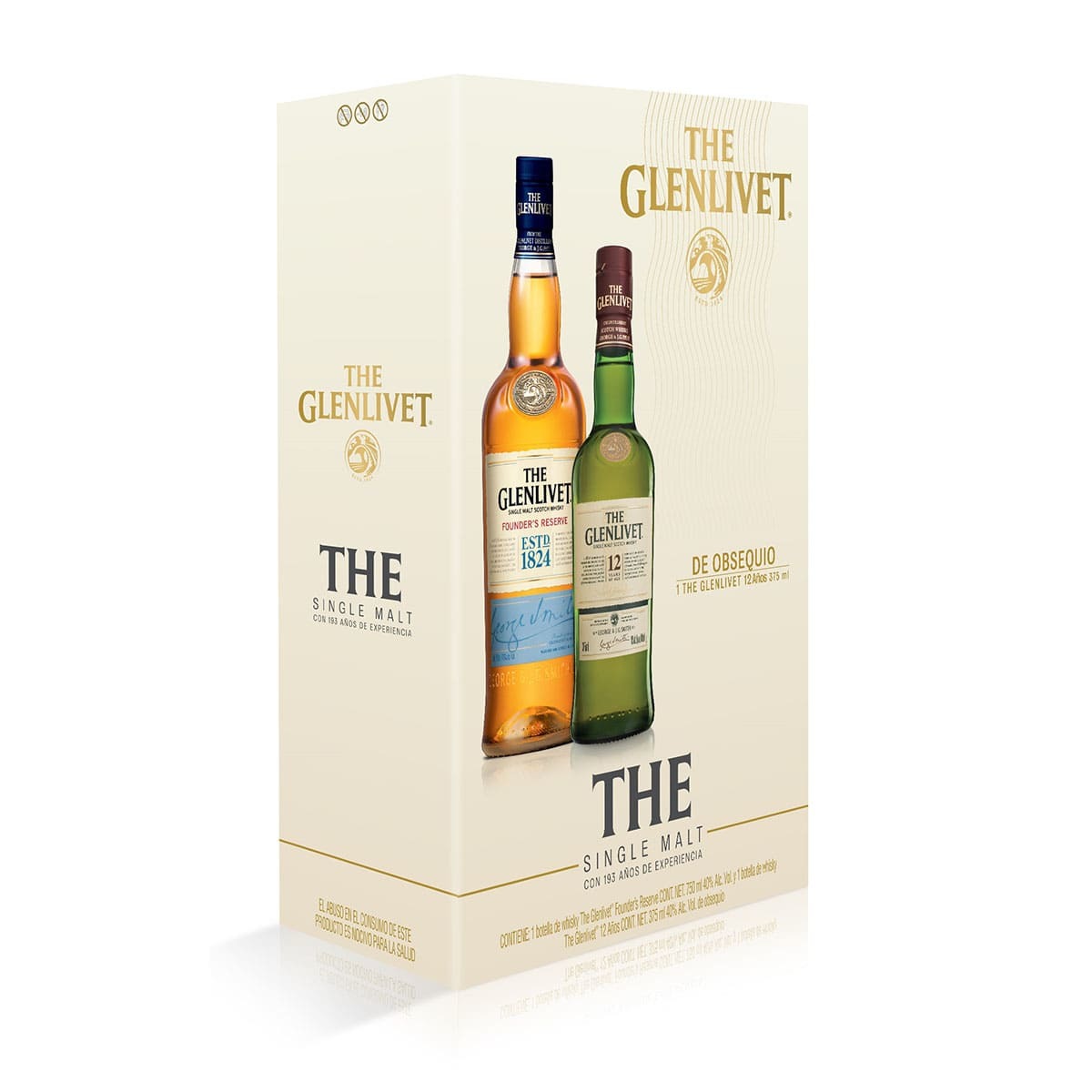 Pack Whisky The Glenlivet Founders Reserve 750ml + The Glenlivet 12 Años 375ml
