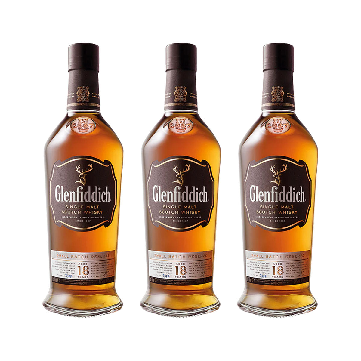 PACK DE 3 WHISKY 18 GLENFIDDICH PM 750ML