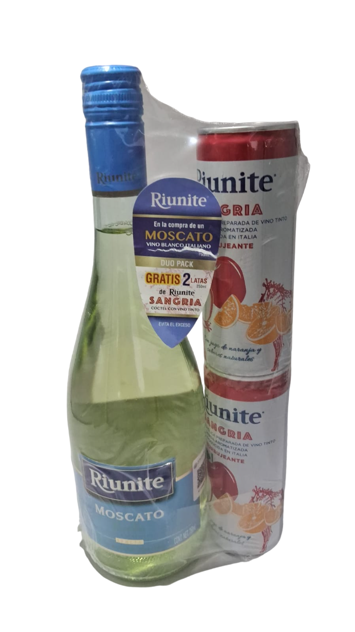 VINO BLANCO RIUNITE MOSCATO 750 C/2 BEBIDA RIUNITE SANGRIA LATA 250ML