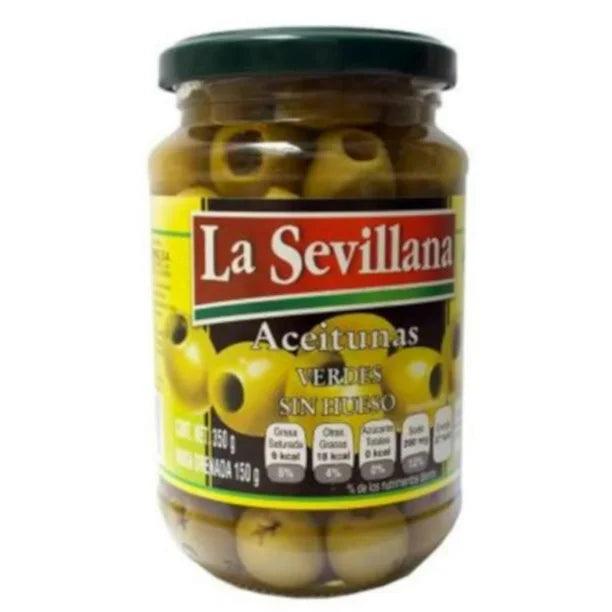 ACEITUNA VERDE SIN HUESO SEVILLANA BT 350 - Vinosylicores.com