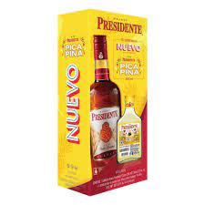 BRANDY PRESIDENTE 50 ANIVERSARIO 900ML C/PRESIDENTE PICA PIÑA 200ML