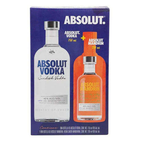 Pack Vodka Absolut Blue 750 ml + Absolut Mandarina 200 ml - Vinosylicores.com