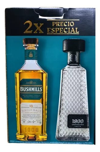 Pack Whisky Bushmills Malt 10 Años 750 ml + Tequila Cuervo 1800 Cristalino 700 ml - Vinosylicores.com