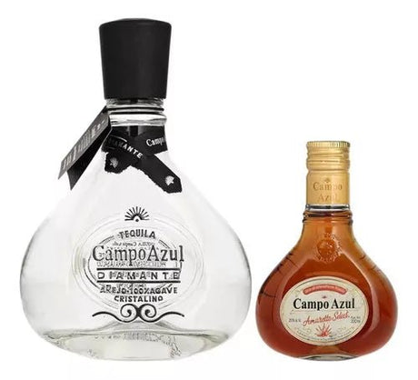 Tequila Campo Azul AÃ±ejo Cristalino 750 ml + Amaretto 200 ml - Vinosylicores.com