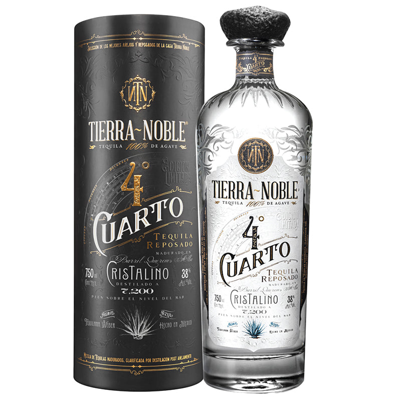 TEQUILA REPOSADO 100% CRISTALINO TIERRA NOBLE 4 CUARTO 750ML